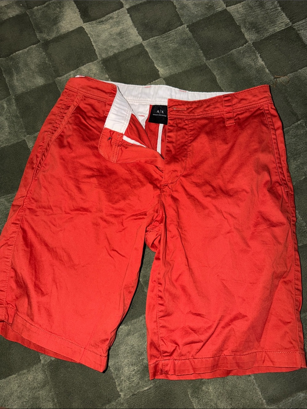 A/X Armani Exchange Bright Red Men's Flat Front Chino Shorts
